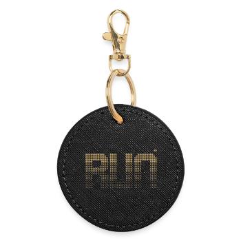 RUN Gold - Lauf im stylischen Laufdesign - Runder Schlüsselanhänger - Schwarz - Vorne