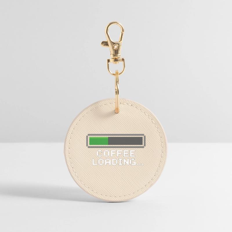 Coffee Loading Bar Pixel Round Keyring