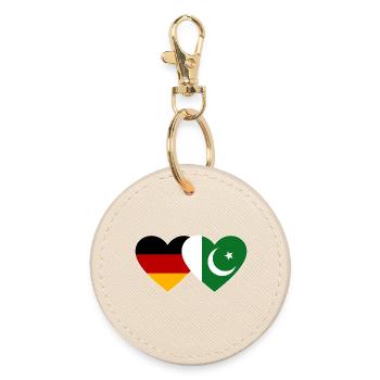 Germany Pakistan Flag Heart - Round Keyring - oyster - Front