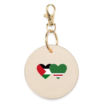Palestine Chechnya Flag Heart - Round Keyring - oyster - Front