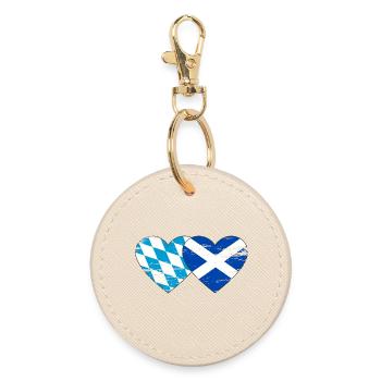 Bavière, Ecosse, drapeau, coeur utilisé - Porte-clés rond - huître - Devant