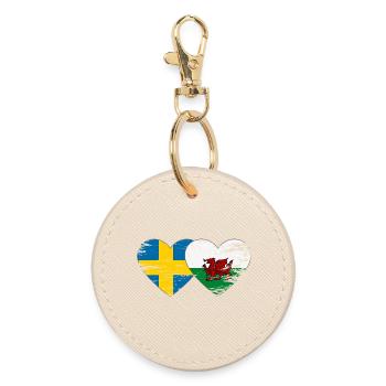 Cœur du drapeau Suède du Pays de Galles utilisé - Porte-clés rond - huître - Devant