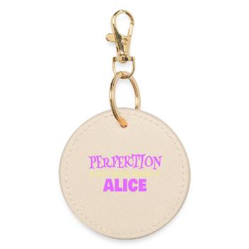 First name Alice - Round Keyring - oyster - Front
