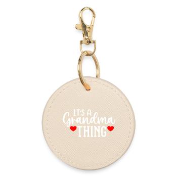 Grandma Thing Herz-Design - Runder Schlüsselanhänger - Auster - Vorne
