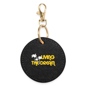 LIVING THE DREAM - Round Keyring - black - Front