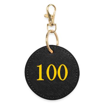100. 100 ANS. 100e ANNIVERSAIRE. ANNIVERSAIRE 100 - Porte-clés rond - noir - Devant