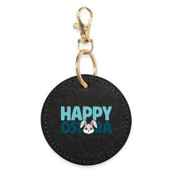Happy Ostara Rabbit Bunny Easter Ostara - Round Keyring - black - Front