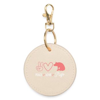 Peace Love Pigs Frieden Liebe Schweine Herz - Runder Schlüsselanhänger - Auster - Vorne