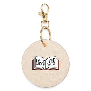 I Work To Support My Reading Addiction Bücher Logo - Runder Schlüsselanhänger - Auster - Vorne