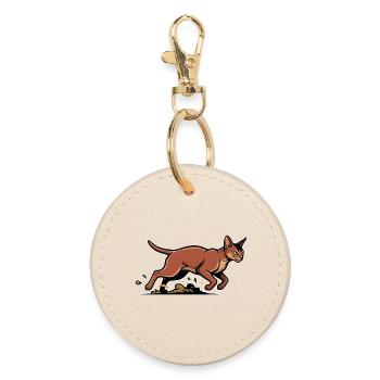 Chat Abyssin en Course Vitesse Portrait Sport - Porte-clés rond - huître - Devant