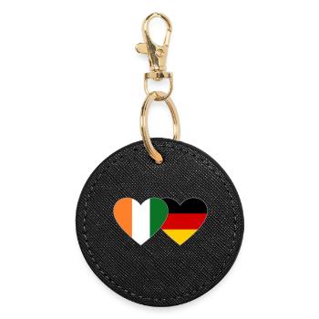 Côte d'Ivoire Germany Flag Heart - Round Keyring - black - Front