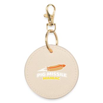 Pig Missile Maniac Funny Hot Dog Rocket Design - Round Keyring - oyster - Front