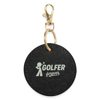 Silhouette du golfeur éternel - Porte-clés rond - noir - Devant