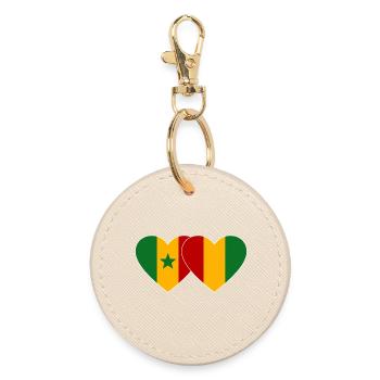 Senegal_Guinea_Flagge_Herz - Round Keyring - oyster - Front
