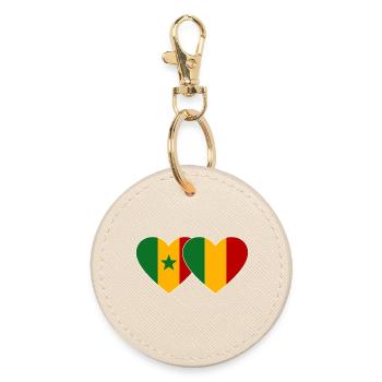 Senegal_Mali_Flagge_Herz - Porte-clés rond - huître - Devant