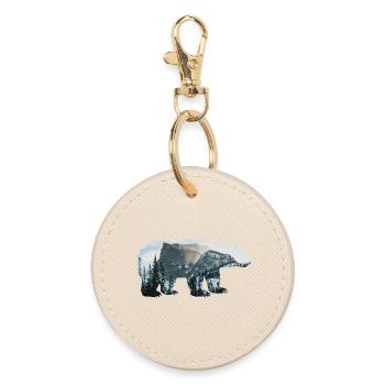 Bear Nature Conservation Mountains Forest Landscape - Round Keyring - oyster - Front