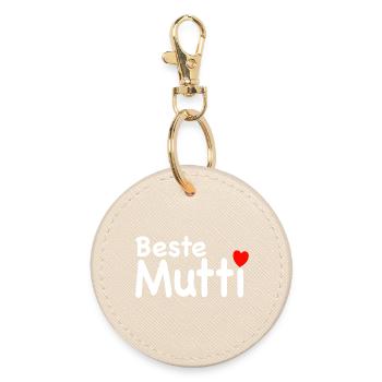 Beste Mutti Spruch Mama - Runder Schlüsselanhänger - Auster - Vorne