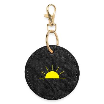 Sonnenaufgang oder Sonnenuntergang gelb - Runder Schlüsselanhänger - Schwarz - Vorne