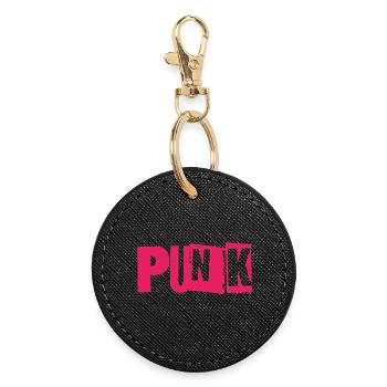Punk Glitch Typo Neon - Round Keyring - black - Front