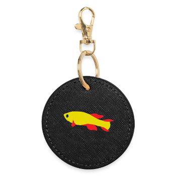 Killifish Red and Yellow - Round Keyring - black - Front