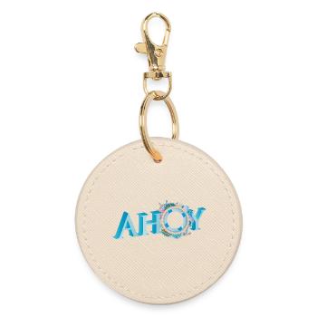 maritime English sailor greeting lettering Ahoy - Round Keyring - oyster - Front