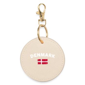 Denmark Brush Flag Emblem - Round Keyring - oyster - Front