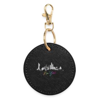 Urban Skyline Watercolor Design, New York, NYC - Porte-clés rond - noir - Devant