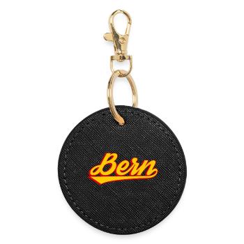 Bern Retro Schriftlogo Druck - Runder Schlüsselanhänger - Schwarz - Vorne
