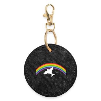 RAINBOW Regenbogen avec colombe de la paix - Porte-clés rond - noir - Devant