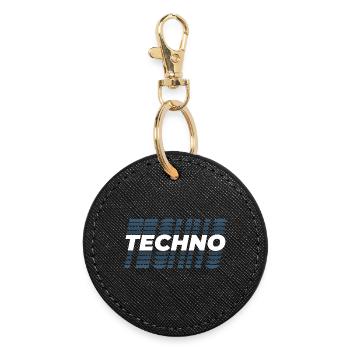 Techno design répétition, pour DJ EDM Techno House - Porte-clés rond - noir - Devant