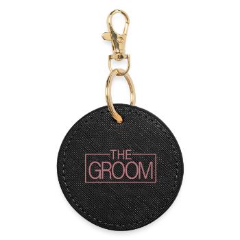 The Groom Matching Bride Wedding Bachelor Groom - Round Keyring - black - Front