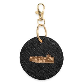 Desert city with mosque - Round Keyring - black - Front