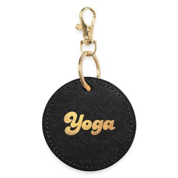 Yoga Gold Schnoerkel Meditation Fan Yogi Hobby - Round Keyring - black - Front