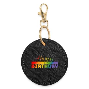 Tshirt happy birthday rainbow | LGBT lgbtqi queer - Round Keyring - black - Front