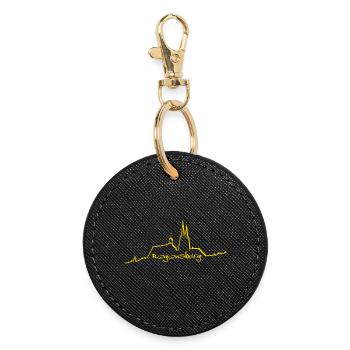 Regensburg Skyline yellow - Round Keyring - black - Front