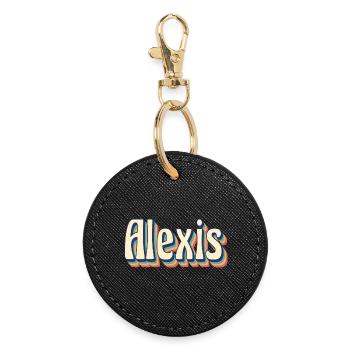 vintage retro Alexis t-shirt t-shirt gift idea - Round Keyring - black - Front