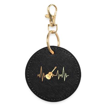 Electric Guitar and Heart Rate - Round Keyring - black - Front