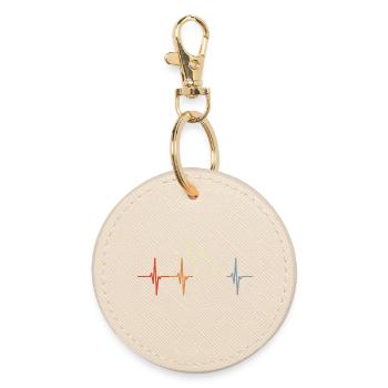 Dog heartbeat vintage look - Round Keyring - oyster - Front