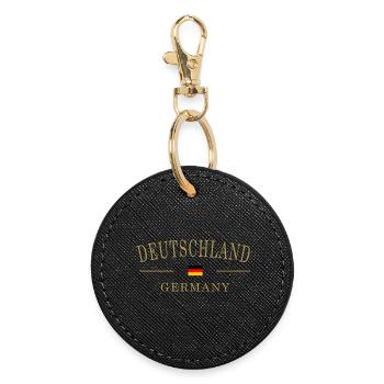 DEUTSCHLAND GERMANY FLAG COLOR - Round Keyring - black - Front
