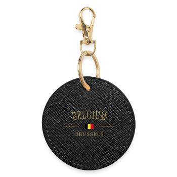 Belgische Flagge Belgische Flagge - Runder Schlüsselanhänger - Schwarz - Vorne
