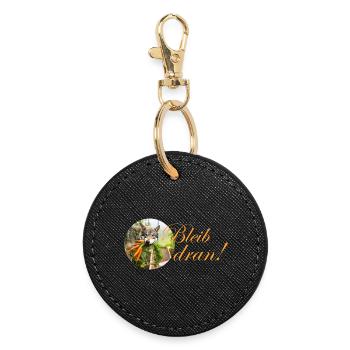 Keep at it, don't give up, hang in there, dog, husky - Round Keyring - black - Front