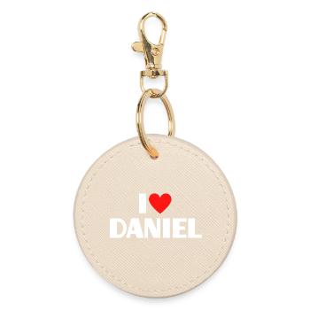 J'aime Daniel Red Heart Romantic Name Fan - Porte-clés rond - huître - Devant