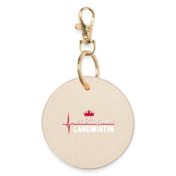 Nix Prinzessin - Landwirtin - EKG Puls Geschenk - Runder Schlüsselanhänger - Auster - Vorne
