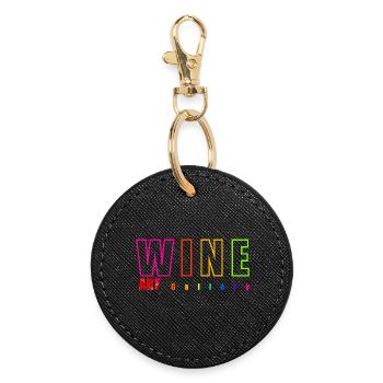 Wein - ART - Runder Schlüsselanhänger - Schwarz - Vorne
