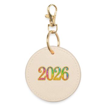 Silvester Neujahr | Funkelnde Jahreszahl 2026 - Runder Schlüsselanhänger - Auster - Vorne