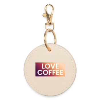 Coffee Love in Gradient - Round Keyring - oyster - Front