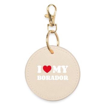 I Love My Borador Dog Owner - Round Keyring - oyster - Front