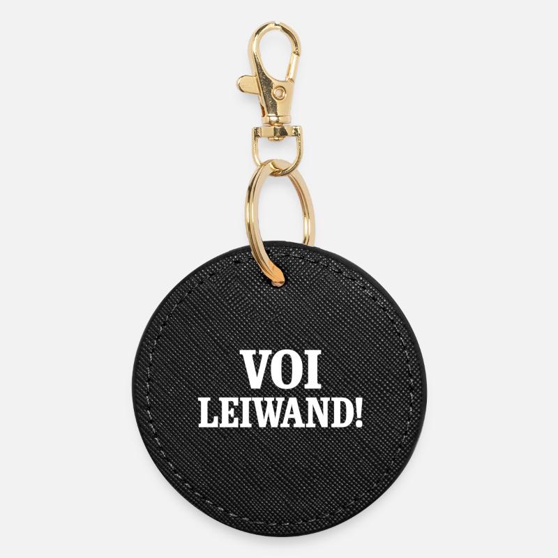 Voi Leiwand! Kontrast Textdesign - Runder Schlüsselanhänger - Schwarz