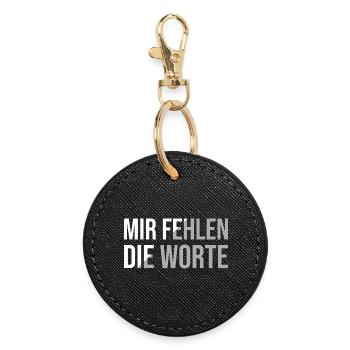 Mir fehlen die Worte - Runder Schlüsselanhänger - Schwarz - Vorne