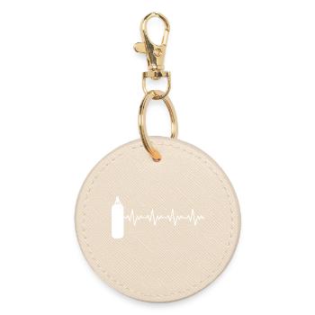 Boxer_2_EKG_weiss - Round Keyring - oyster - Front